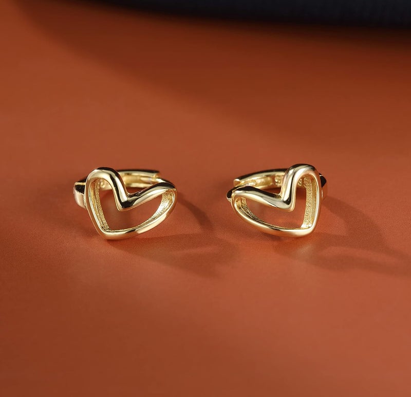 Reffeer Solid 925 Sterling Silver Love Heart Hoop Earrings for Women Teen Girls Heart Hoop Earrings Love Huggie - Image 3